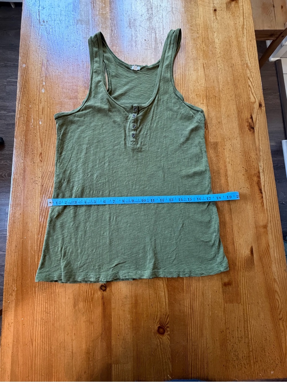 J.Crew Women's Olive Green Henley Tank Top - Picture 2 of 5